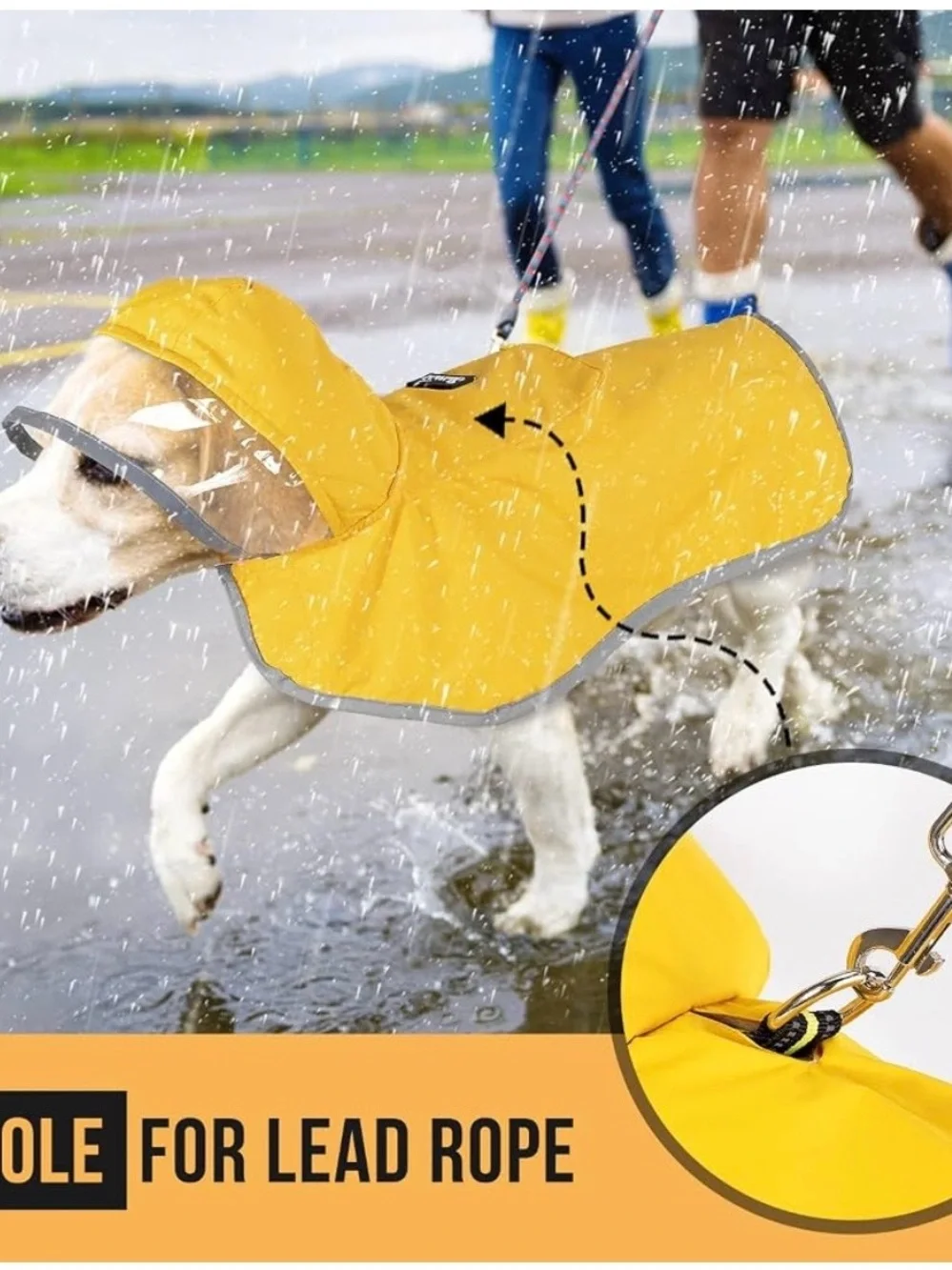 Yellow Dog Raincoat with Hood - Waterproof Jacket, Small